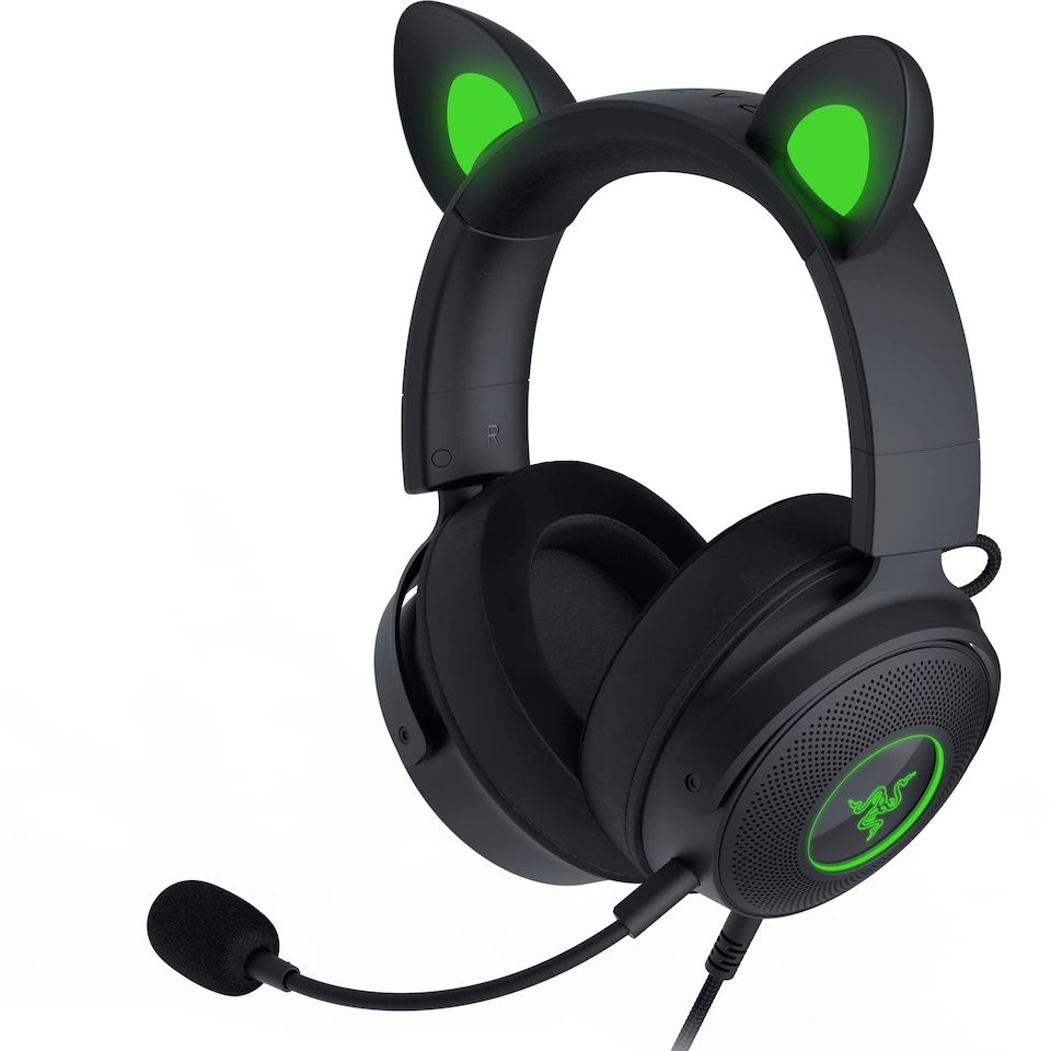 image 1 of Kraken Kitty Edition V2 Pro - Wired RGB Headset with Interchangeable Ears (Interchangeable Ears, Stream Reactive Lighting, TriForce Titanium 50 mm Drivers, HyperClear Cardioid Mic) Black