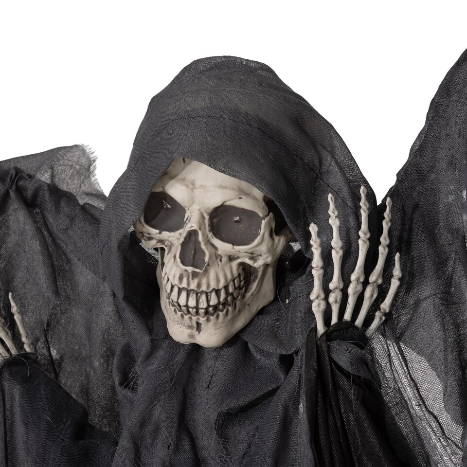 image 1 of HOMCOM 195cm 77 Winged Grim Reaper Outdoor Halloween Decoration, Halloween Animatronic with Sound Activated, Light Up Eyes, Sound Effects, Animated Prop for Haunted House