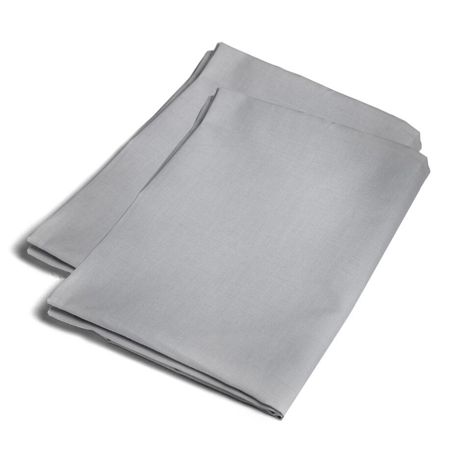 image 1 of Serene Plain Dyed Pair of Housewife Pillowcases Silver