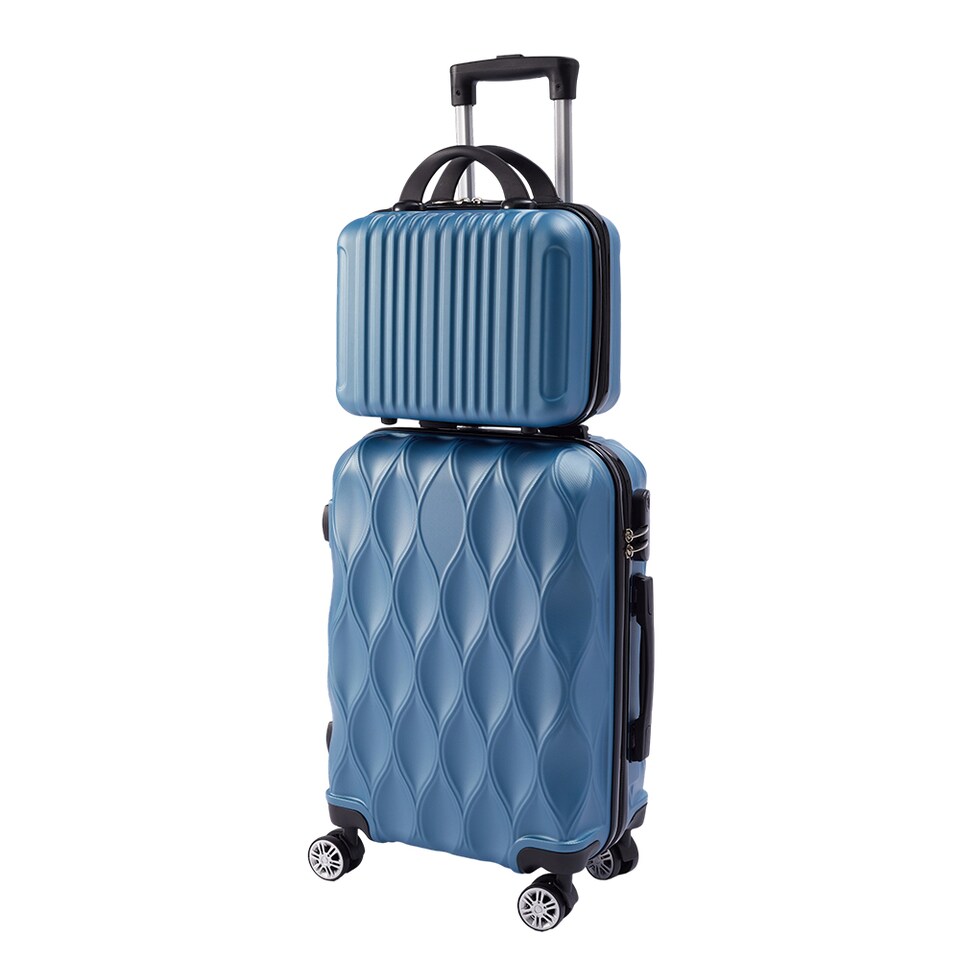 image 1 of Living and Home 2-Piece Hard Shell Suitcase Set - Blue 20" & 14"