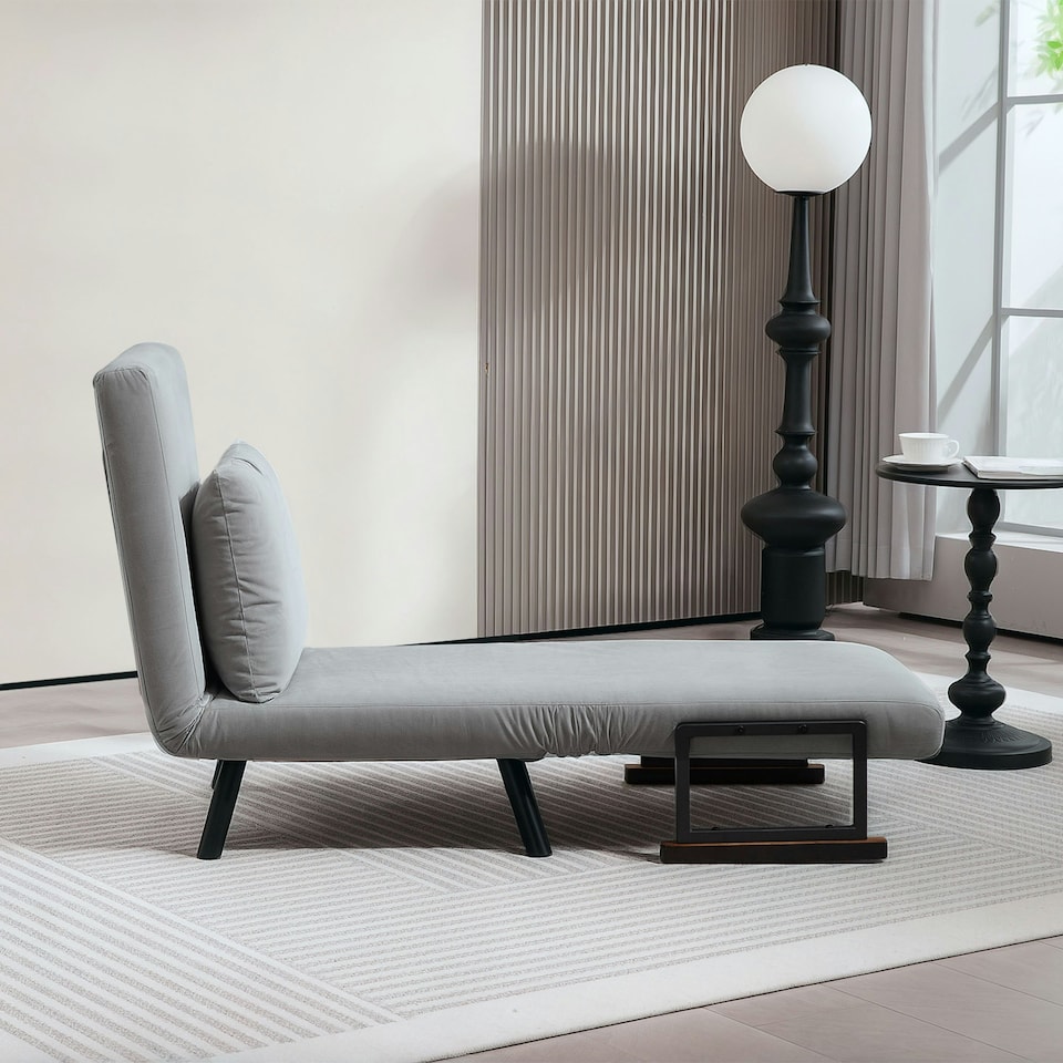 image 1 of HOMCOM Click Clack Single Chair Bed Settee for Living Room, Light Grey 