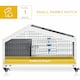 image 3 of PawHut Rabbit Cage with Water Bottle, Wheels, Plastic Slide-Out Tray - Dark Grey