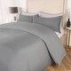 image 4 of OHS Luxury Soft Microfibre Piped Edge Duvet Quilt Cover and Pillowcase Set, Double - Grey/White