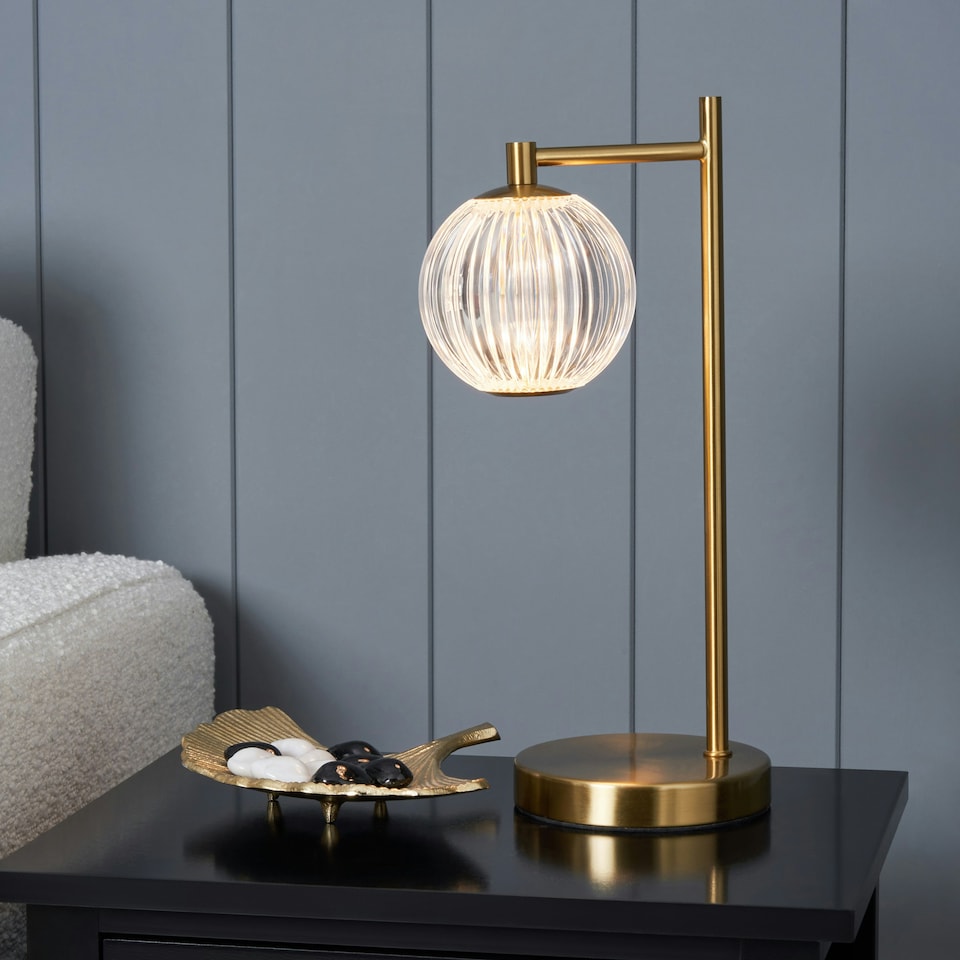 image 1 of BHS Rimi LED Table Lamp, Satin Brass