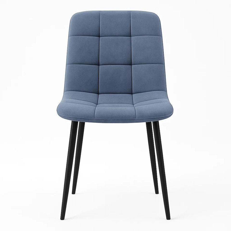 image 1 of Set Of 4 Plush Velvet Padded Dining Chairs With Metal Legs Home Furniture | Blue | Blue