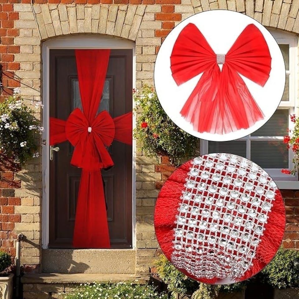 image 1 of Red Door Bow – Decorative Bow for Christmas, Weddings, and Seasonal Décor