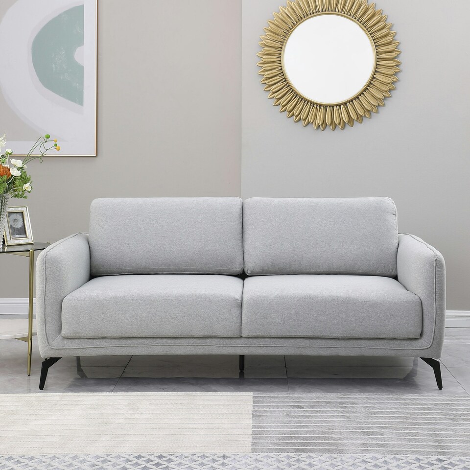 image 1 of Oslo Modern Scandi Style Fabric Living Room 3 Seater Sofa (Light Grey)