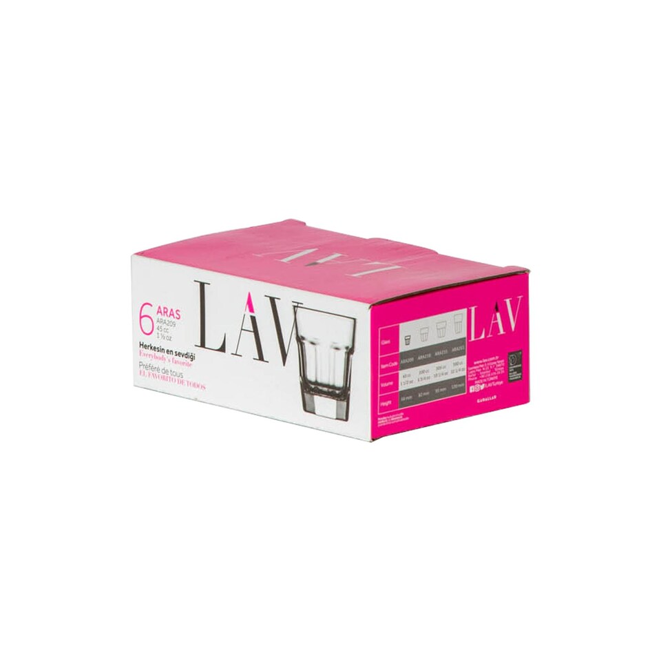 image 1 of LAV Aras Shot Glasses - 45ml - Clear - Pack of 6 | Clear | Clear