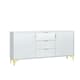 image 3 of Bold sideboard 140cm white ribbed fronts gold accents White