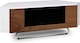 image 4 of Centurion Supports Hampshire Corner-Friendly Gloss White with Walnut Contrast Beam-Thru Remote Friendly Door 26"-50" Flat Screen TV Cabinet | White | Walnut | 1