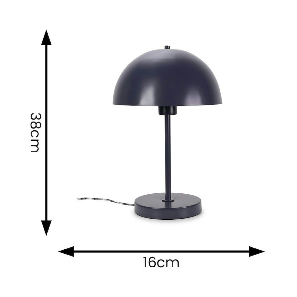 image 1 of ValueLights Stassi Dark Navy Mushroom Dome Metal Table Lamp Light