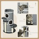image 4 of PawHut 3 Tier Barrel Cat Tree with Sisal Scratching Post Cat Bed, Grey