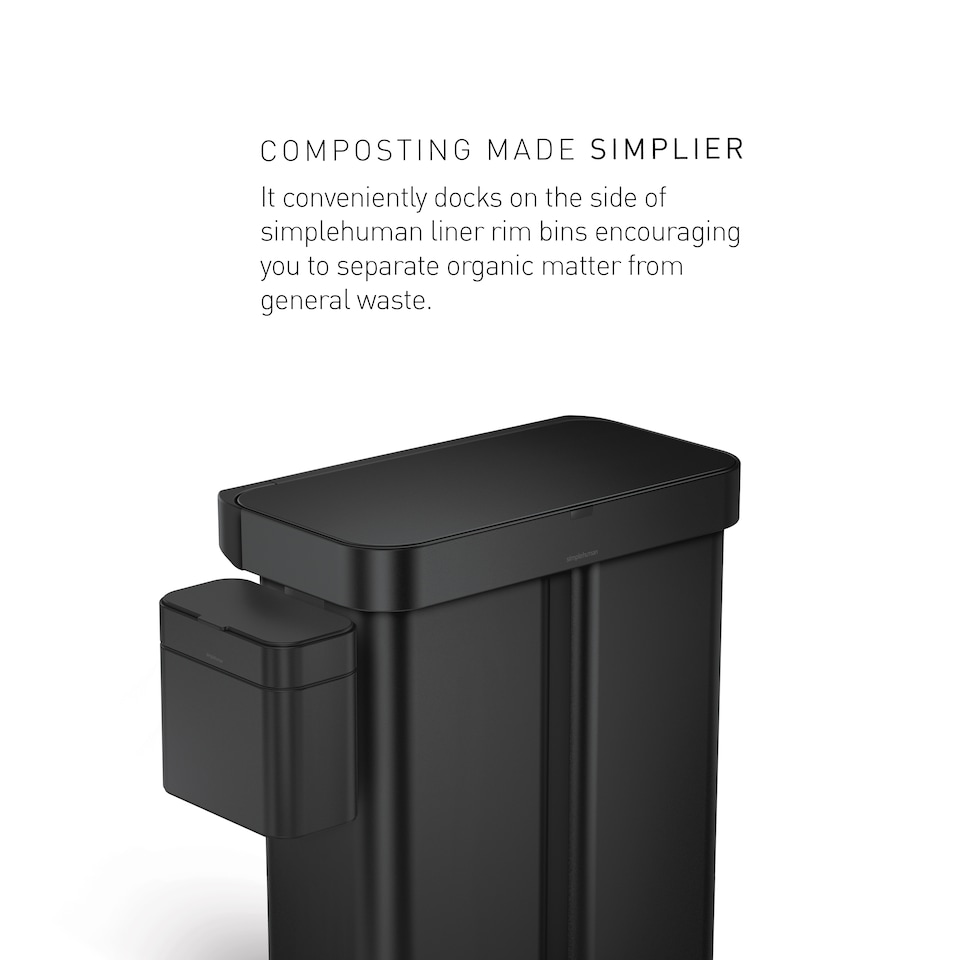 image 1 of Simplehuman 4L Compost Caddy and Food Waste Bin, Matte Black Steel