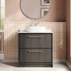 image 6 of Balterley Longnor 2 Drawer Floor Standing Vanity Unit with Square Basin and Marble Worktop, Woodgrain Graphite Grey, 800mm