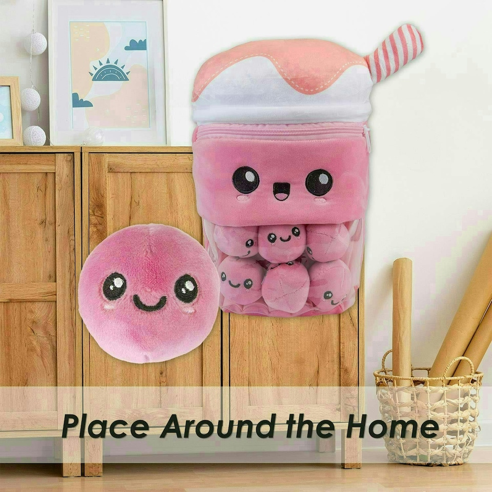 image 1 of Boba Tea Soft Toy Cute Plushie Huggable Cuddly Stuffed Toy Gift 35cm Pink