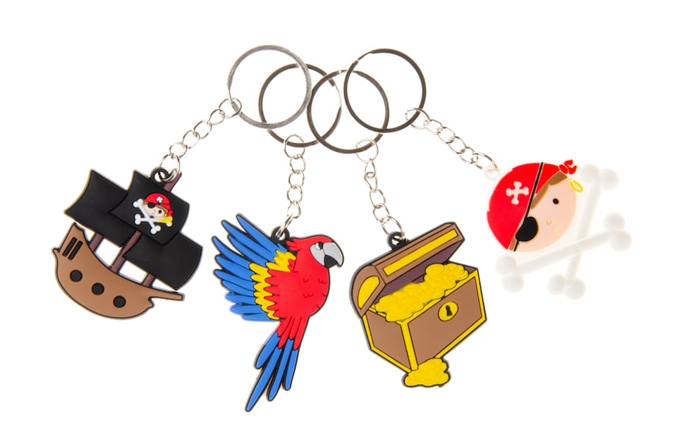 image 1 of Pack of 12 Pirate Theme Keychains - Treat or Trick Theme Party Bag Filler