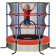 HOMCOM Trampoline for Kids w Enclosure Net Built-in Zipper 3-10 Year