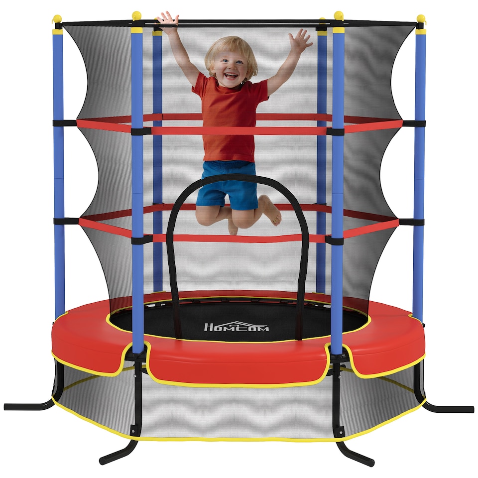 image 1 of HOMCOM Trampoline for Kids w Enclosure Net Built-in Zipper 3-10 Year