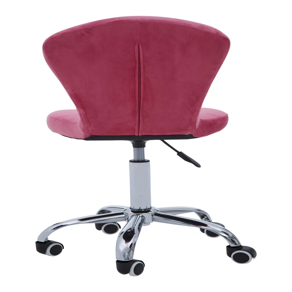 image 1 of Interiors By Premier Comfortable Pink Velvet Buttoned Home Office Chair, Ergonomic Work From Home Chair, Movable Ergonomic Chair
