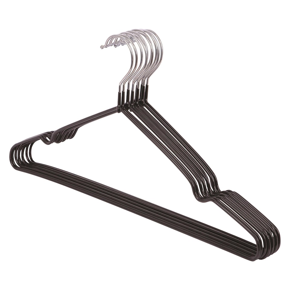 image 1 of Ashley PVC-Coated Coat Hangers - Black - Pack of 10