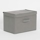 image 2 of OHS Folding Collapsible Fabric Storage Box With Lid, 38x25cm - Grey