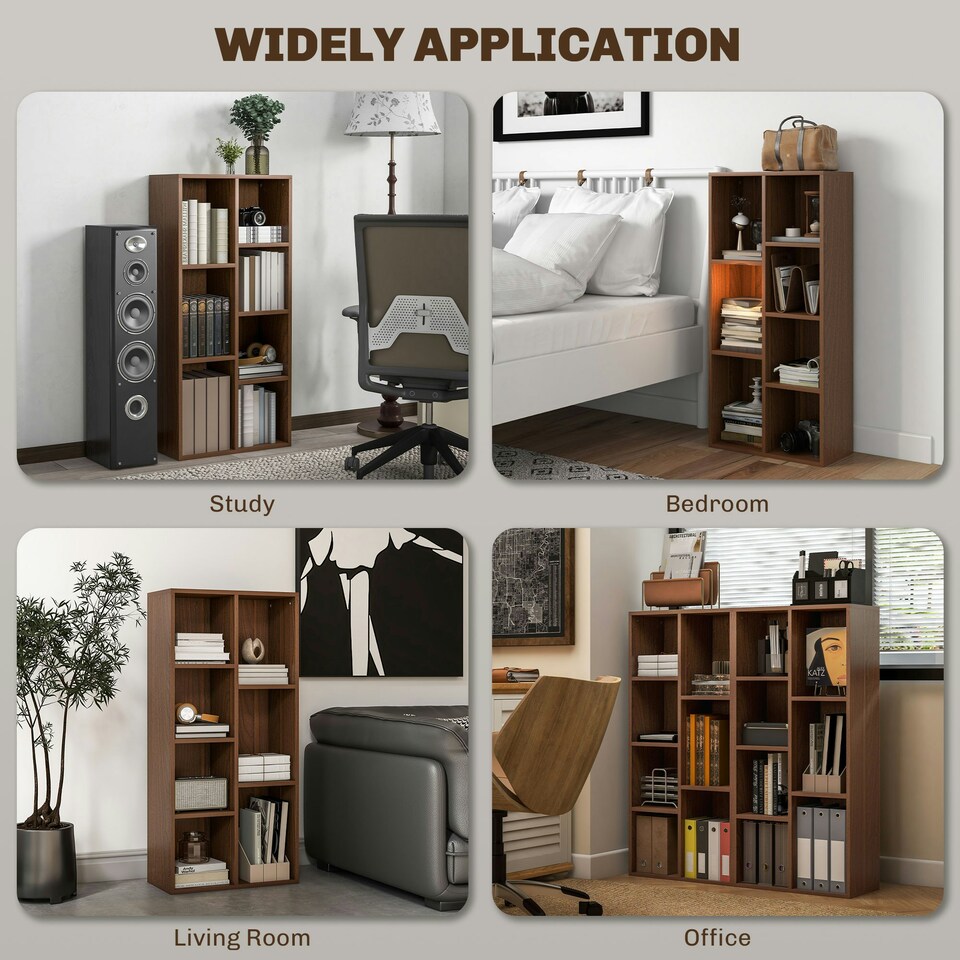 image 1 of HOMCOM Bookcase Modern Bookshelf Cabinet for Home Office Walnut