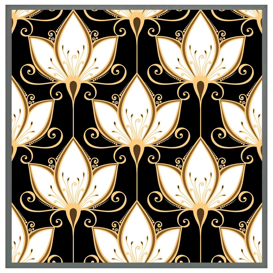 image 1 of Black& gold floral pattern (Picture Frame) Brown | S