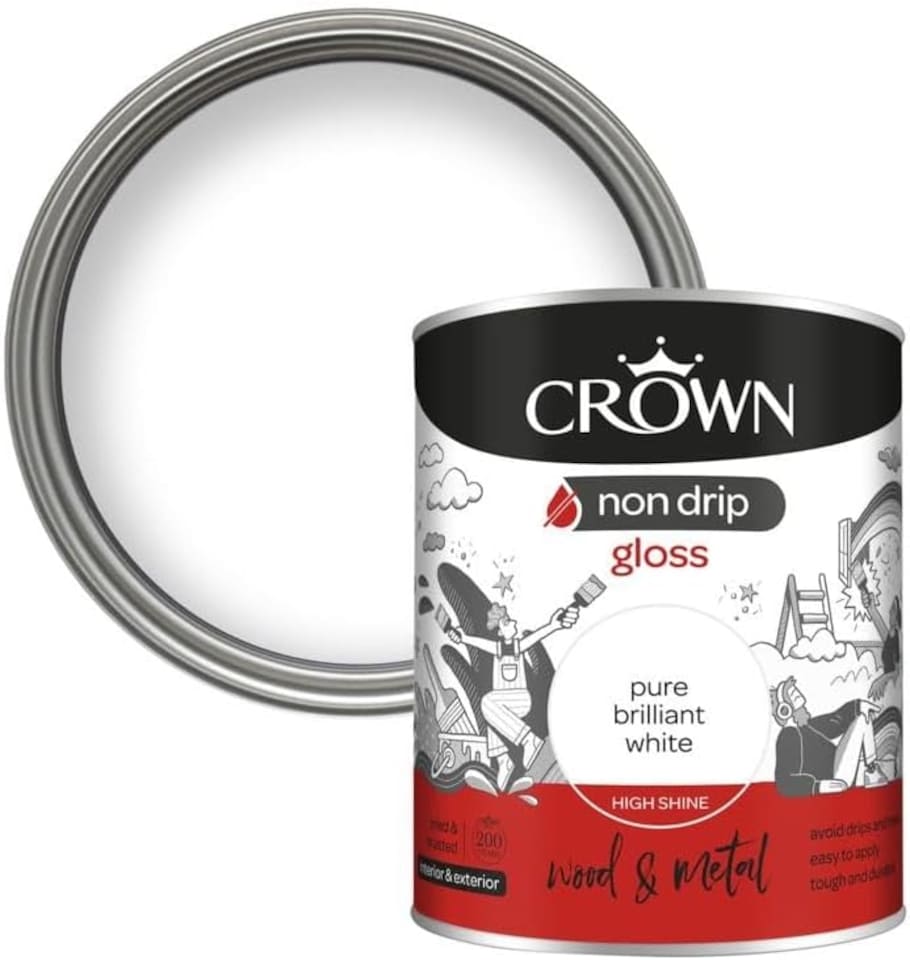 image 1 of Crown Non Drip Gloss Paint - Brilliant White - 750ml | White | Brilliant White | 750ml | 1