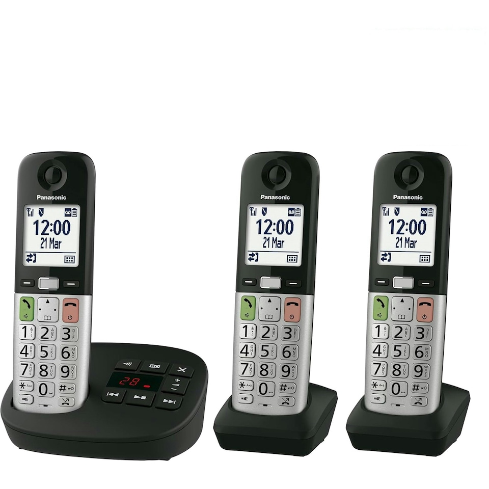 image 1 of Panasonic KX-TGU433EB Black Digital Cordless Phone, Answering Machine, 3 Handsets
