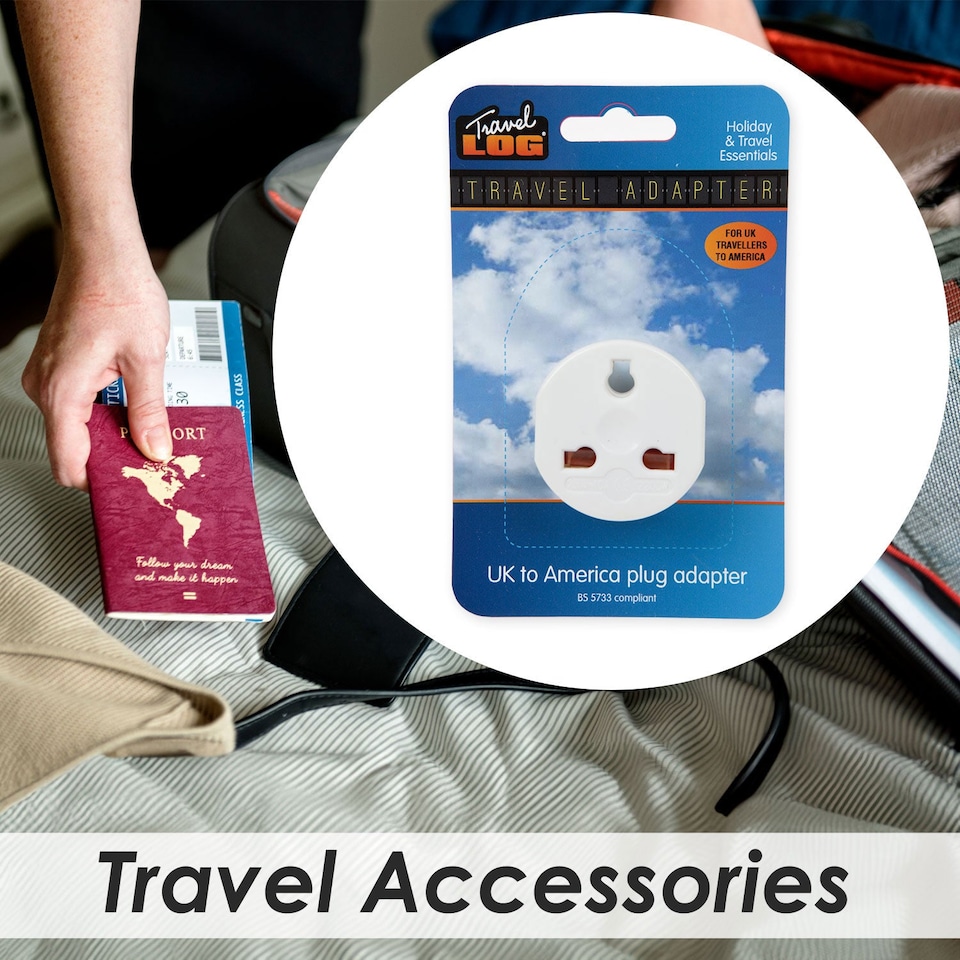 image 1 of PMS USA Plug Adaptor UK to USA Travel Adaptor White