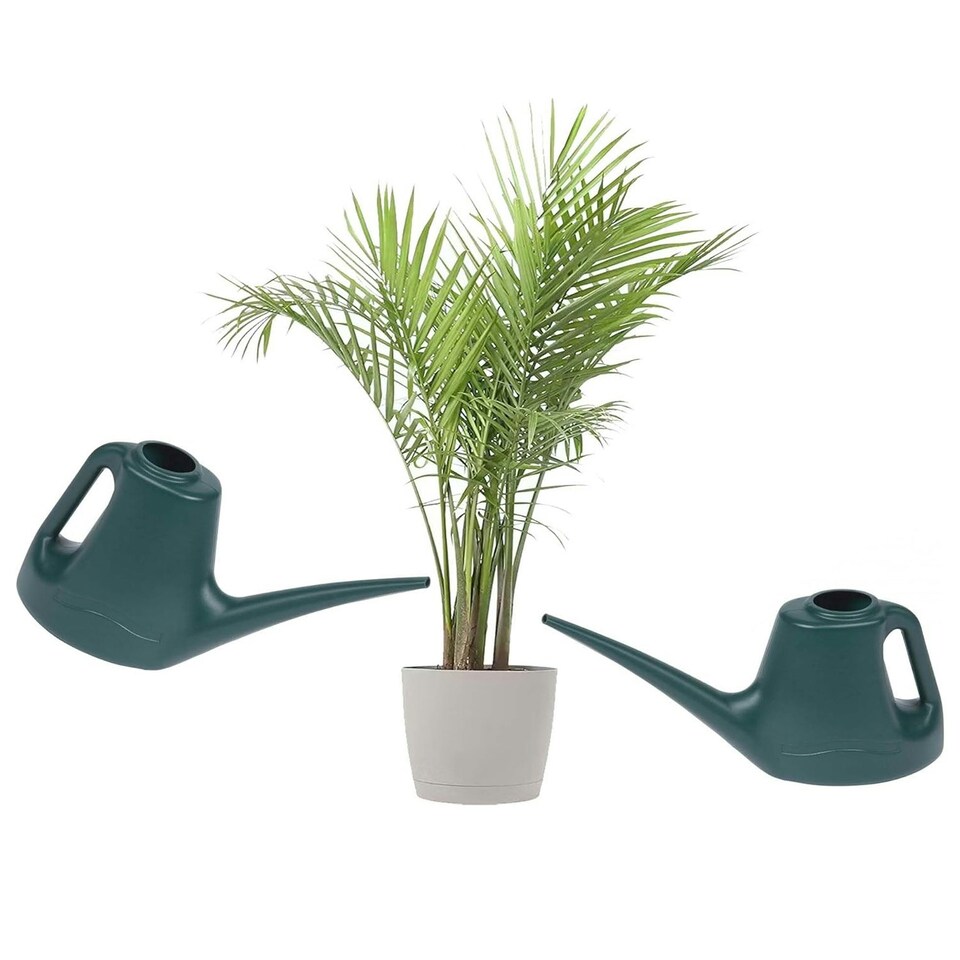 image 1 of 1 x 1 Litre Handy Sized Lightweight Green Plastic Watering Can With Handle