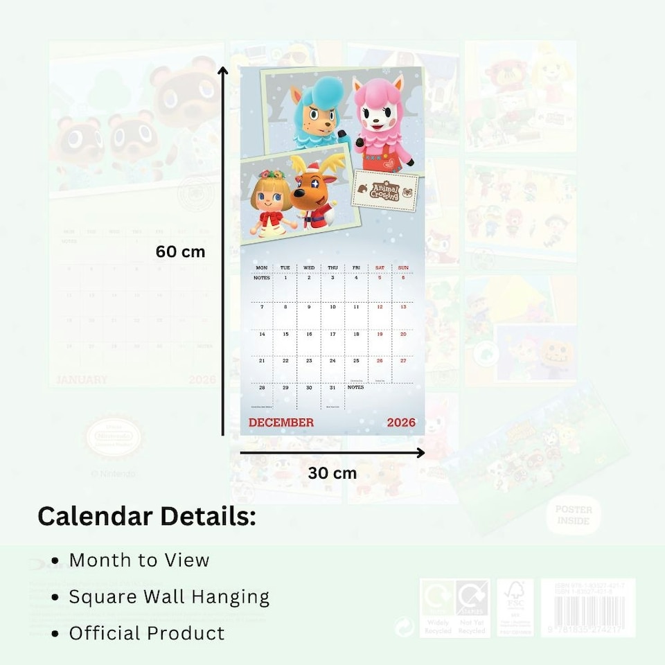 image 1 of ANIMAL CROSSING 2026 SQUARE CALENDAR