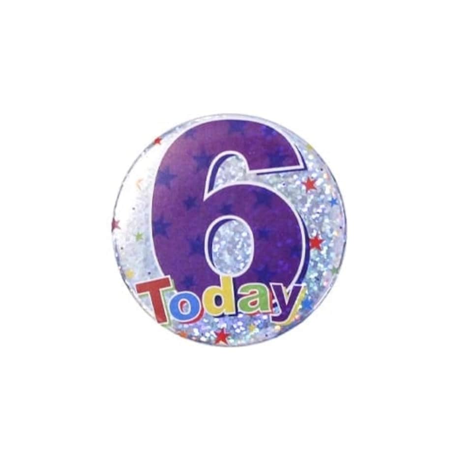 Age 6 Purple Small Badge 6cm