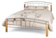 image 1 of 4ft6 Double Silver metal tubular bed frame, beech wood finish corner posts.Strong sturdy frame bedstead base | Multi | Silver & Beech | Double