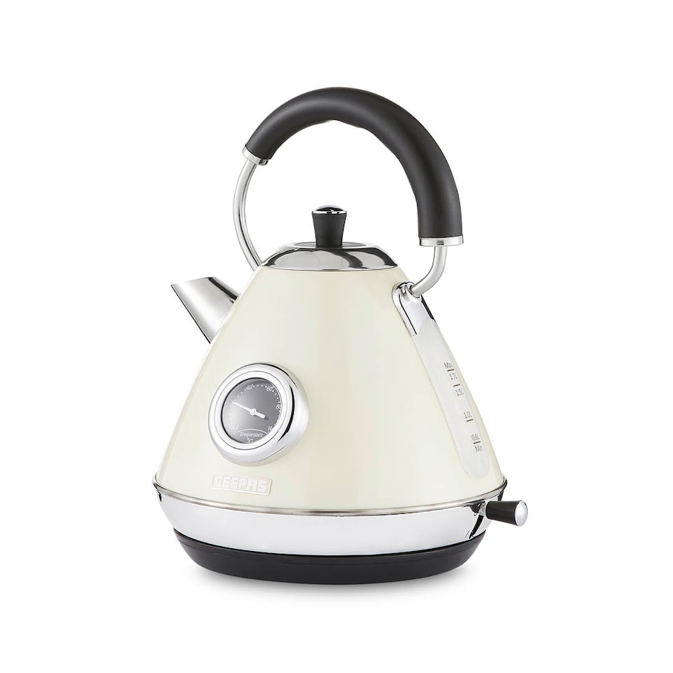 image 1 of GEEPAS 1.7L Electric Kettle & 4 Slice Bread Toaster Kitchen Combo Set | Cream Retrovive | Cream