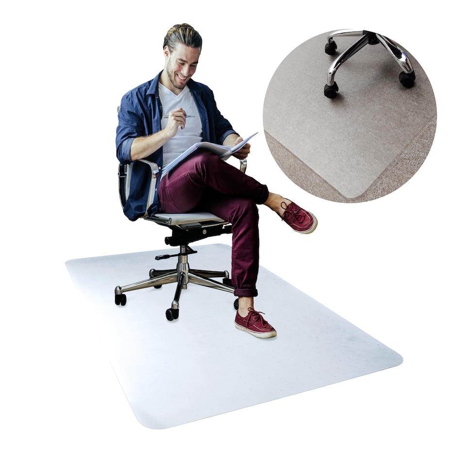 image 1 of Hometex Premium Polycarbonate Chair Mat for Standard Pile Carpets  - 90 x 120cm. Rectangular