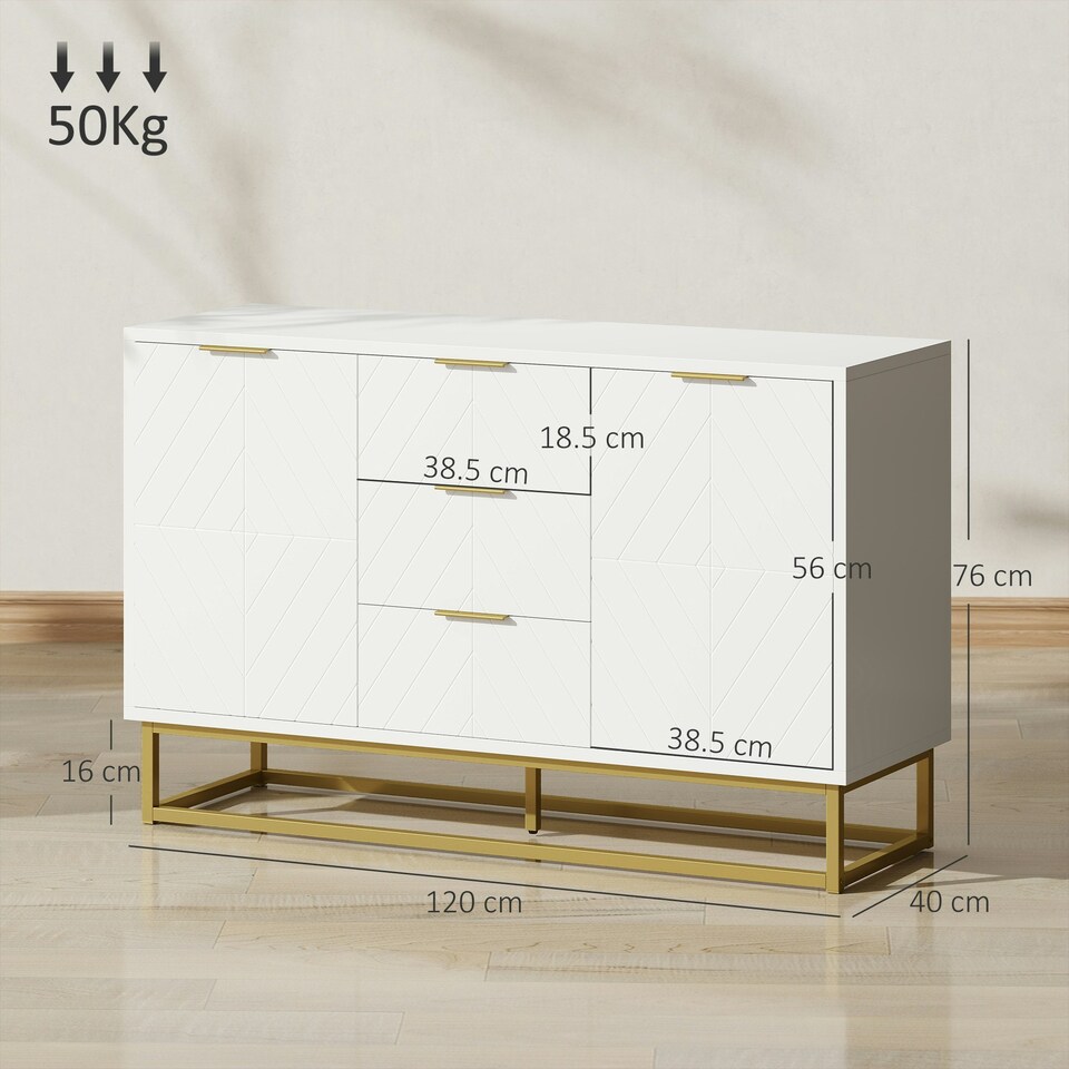 image 1 of HOMCOM Sideboard Storage Cabinet with Adjustable Shelves White