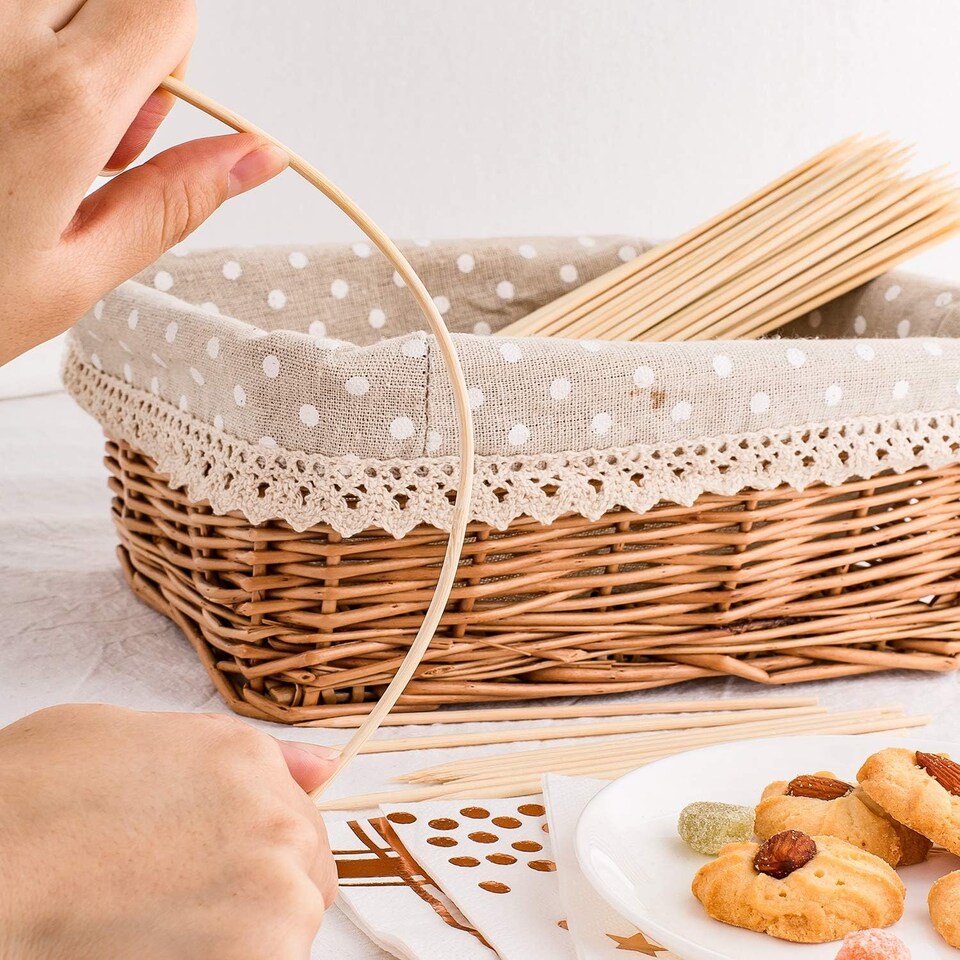 image 1 of 300 Bamboo BBQ Skewers 15cm - Wooden Kebab Sticks for BBQ, Party, Fruit & Chocolate Fountain, Natural & Strong