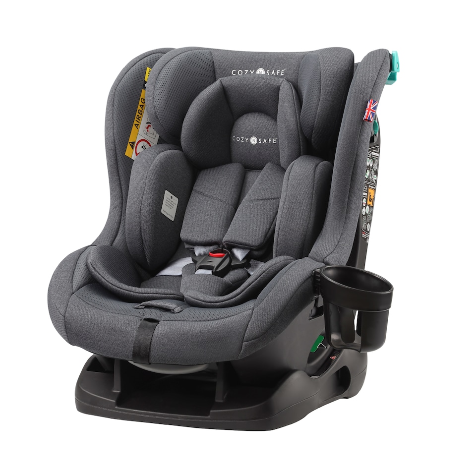 image 1 of Cozy N Safe Fitzroy+ i-Size Car Seat 40-150cm, Extended Rear Facing, Forward & Rear Facing, 5 Point Harness, Side Impact Protection, Adjustable Headrest, Cup Holder, Birth to 12 Years (Slate)