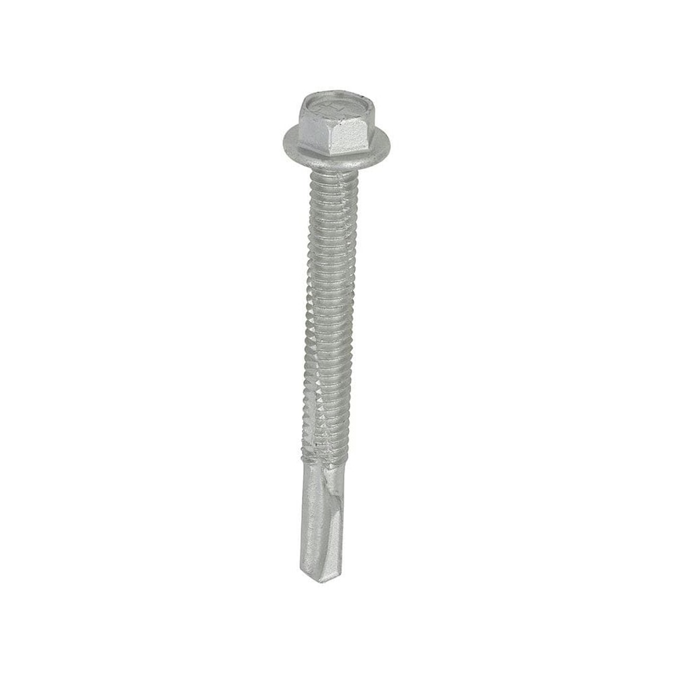 image 1 of Timco - Metal Construction Heavy Section Screws - Hex - Self-Drilling - Exterior - Silver Organic (Size 5.5 x 55 - 100 Pieces)