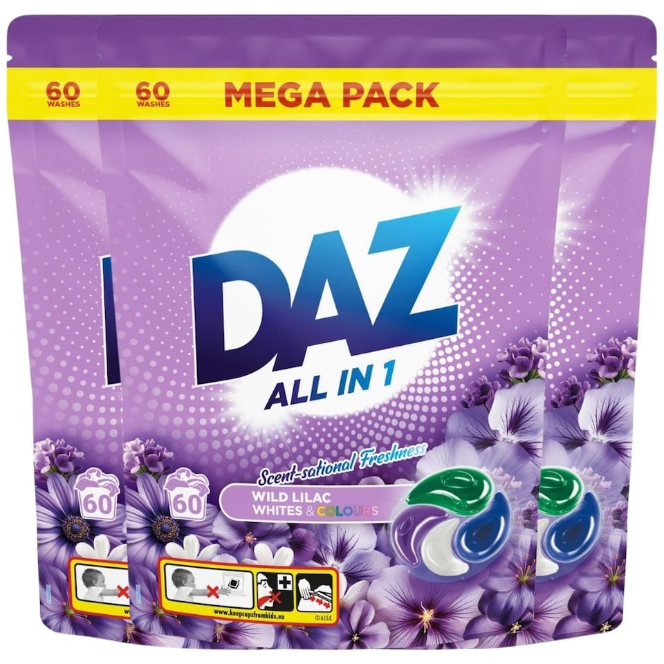 DAZ Wild Lilac Laundry Pods 60 Wash 3 Pack