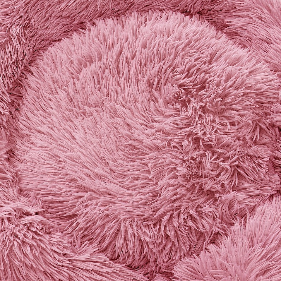 image 1 of Living and Home Calming Round Donut Plush Dog Cuddler Bed, 70cm, Pink | Pink | One Size
