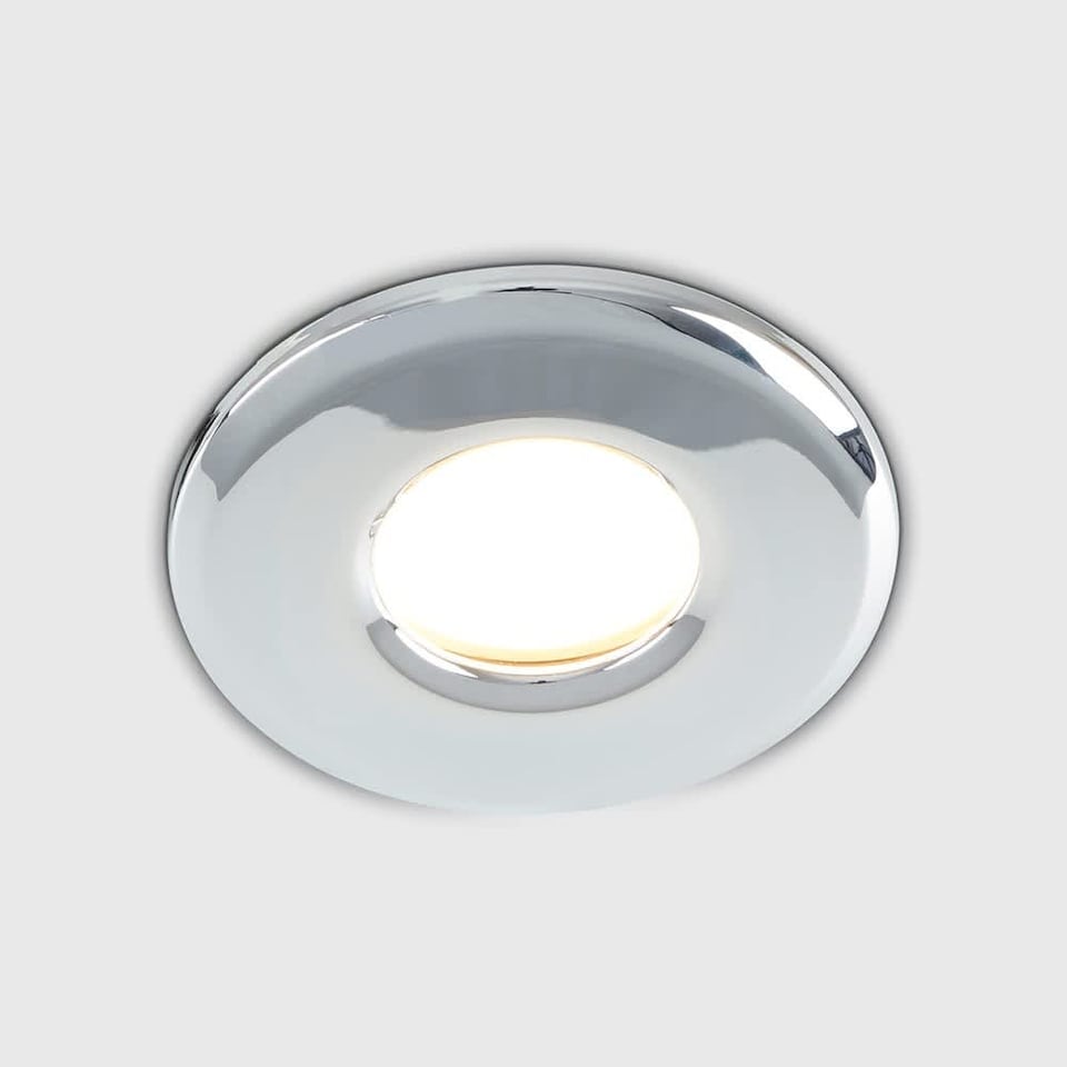 image 1 of ValueLights Downlight IP65 Chrome Ceiling Light Fitting Single Pack & Warm White Bulbs