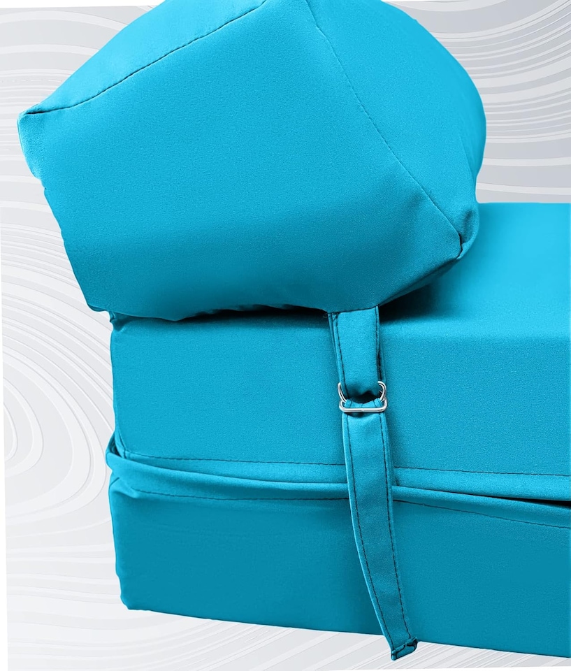 image 1 of Fold Out Z Bed Chair Sofa Lounger With Pillow Aqua