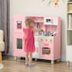 image 1 of AIYAPLAY Toy Kitchen, Pretend Role Play Kitchen, Kids Kitchen Set with Lights and Sounds, Double Stoves, Ice Maker, Chalkboard, Microwave, Oven, Sink, 5 Accessories, Pink