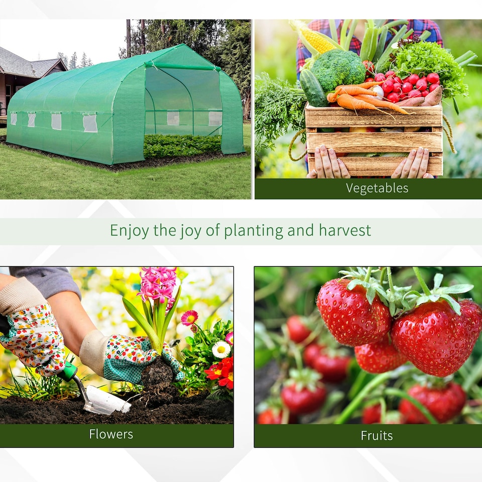 image 1 of Outsunny 6 x 3M Walk in Polytunnel Greenhouse Large Outdoor Grow House w/ Door