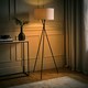 image 1 of ValueLights Camden Black Tripod Floor Lamp Grey Drum Shade & Bulb Grey