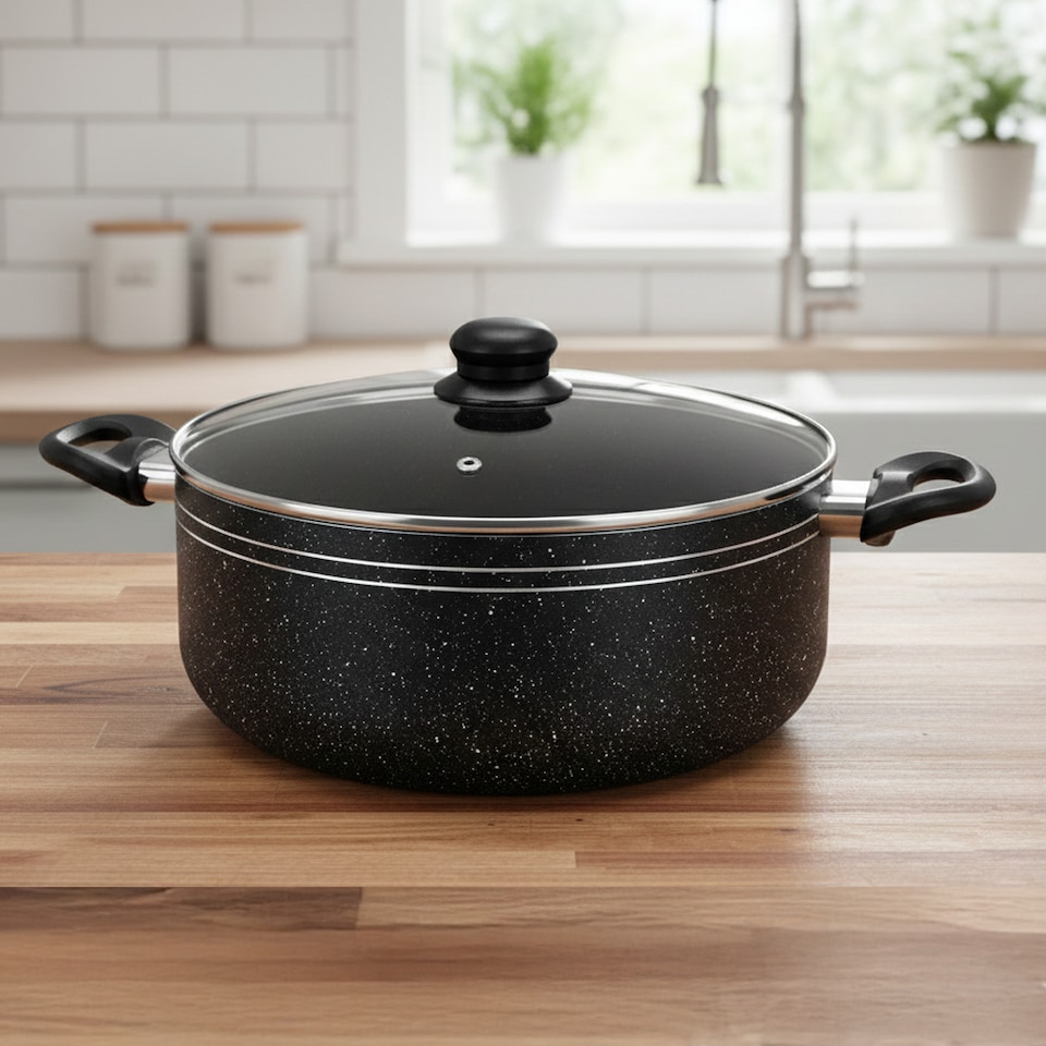 image 1 of ROYALFORD 26cm Casserole Dish Non Stick Aluminium Black