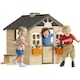 image 1 of Outsunny Wooden Kids Playhouse w/ Door, Windows, Bench, For Ages 3-7 Years