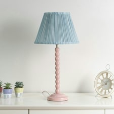 ValueLights Laurenne Tapered Blue Pinstripe Fabric Pleated Easy Fit Small Lamp Shade & Bulb